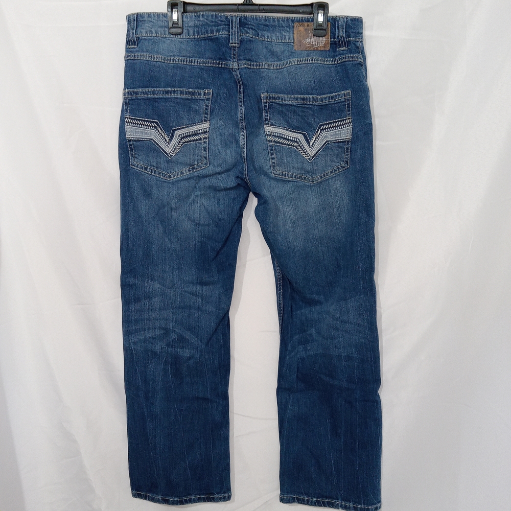 Axe & Crown Jeans Mens 34×30 Blue Handcrafted Outlaw Denim Slim Boot Grunge - Picture 6 of 10